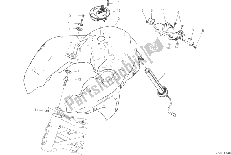 Alle onderdelen voor de Benzinetank van de Ducati Multistrada 1260 ABS Thailand 2019